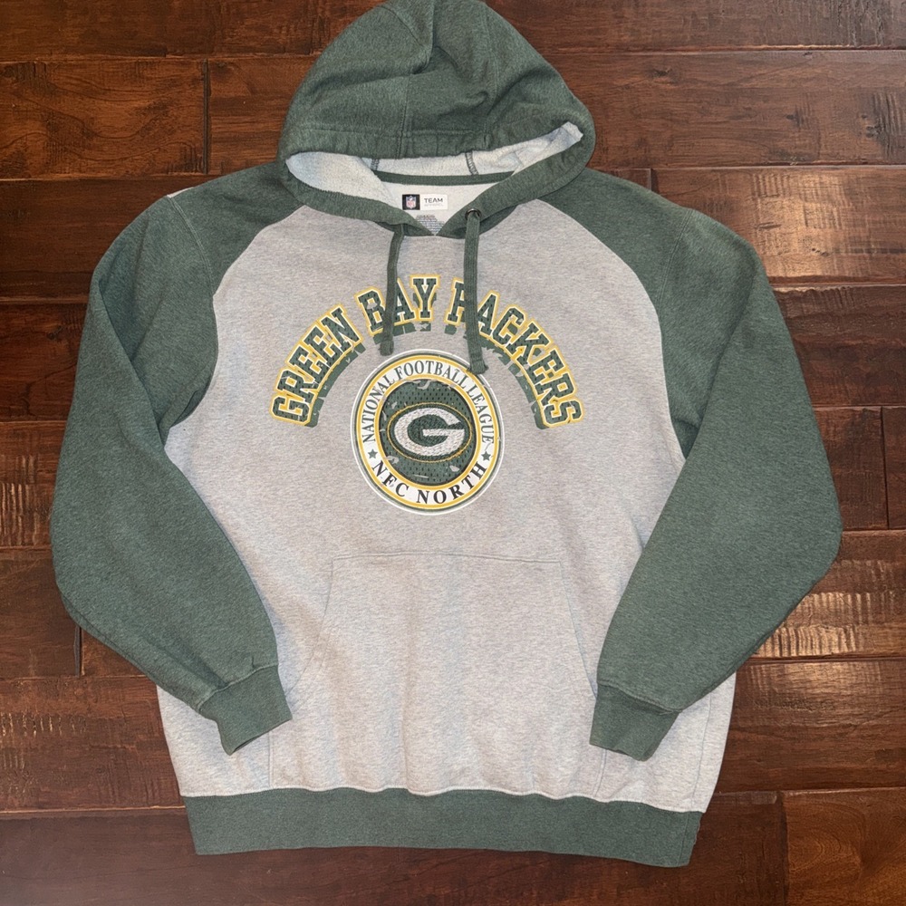 Team Apparel NFL Green Bay Packers Football Hoodie Men's Size Large Gray Green